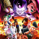 An image of various Dragonball Z characters running away from superpowered villains.